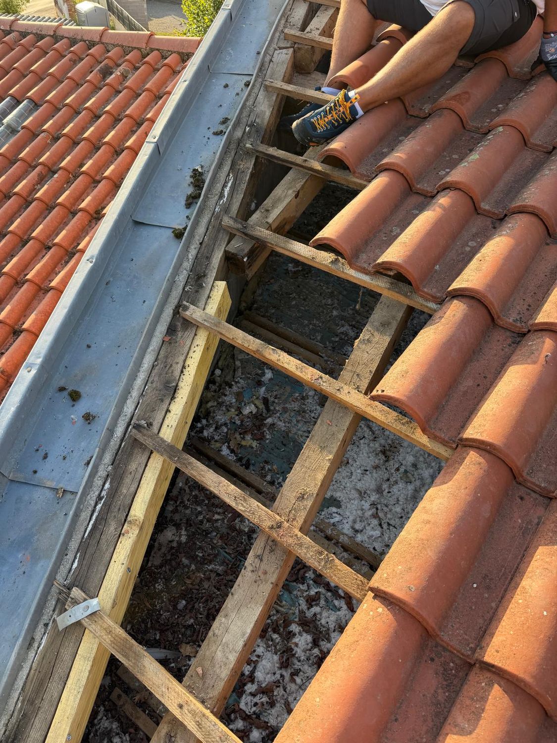 Détail du liteaunage et de la zinguerie