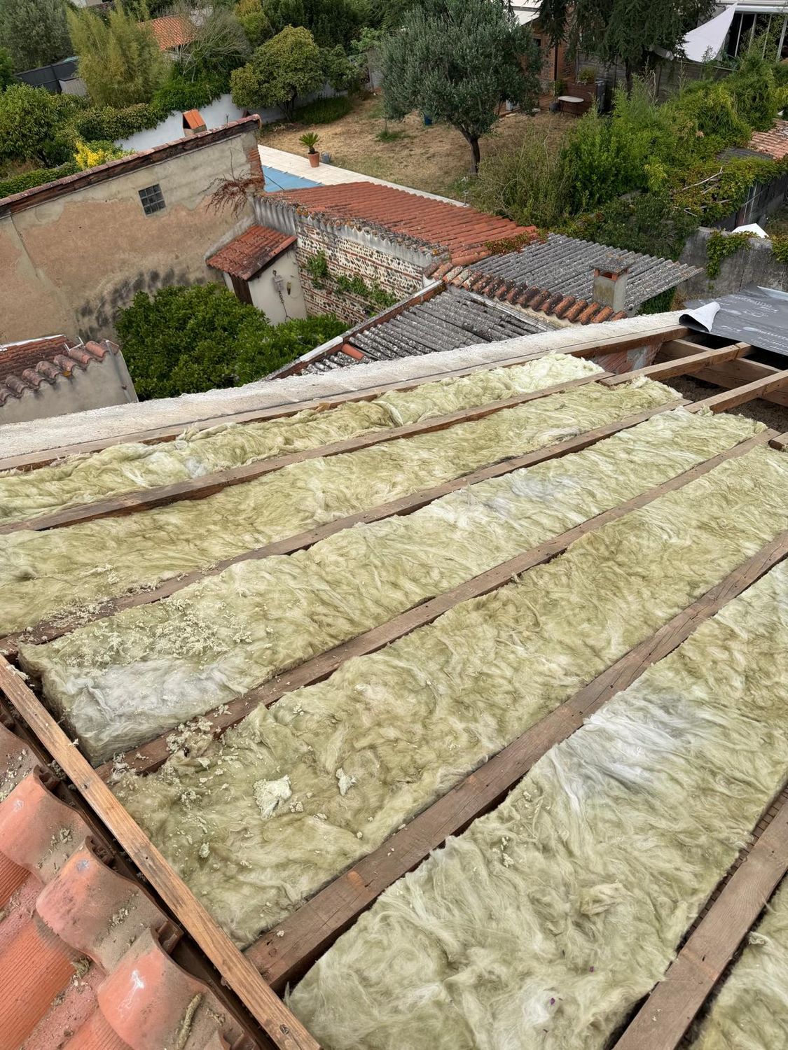 Isolation de combles en cours de chantier